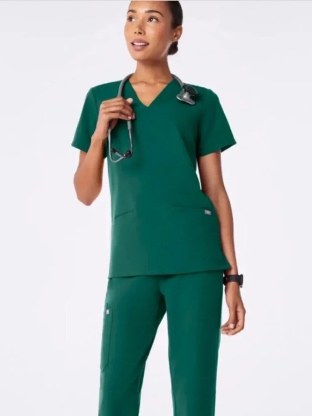 EUC FIGS Casma Three-Pocket Scrub Top PO#1661 Hunter Green S